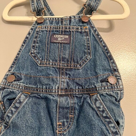 OshKosh B'gosh Denim Overall Bibs Size 12 Months - Picture 3 of 8